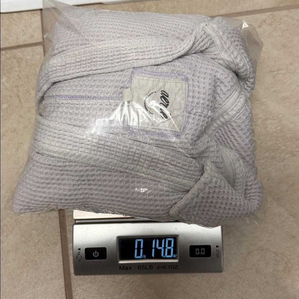 Aerie Light Purple Waffleknit V-Neck Pullover Sweater - Picture 6 of 6